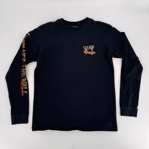 Vans Boys Long Sleeve Classic Fit Graphic T-Shirt Black Size Medium (10/12)